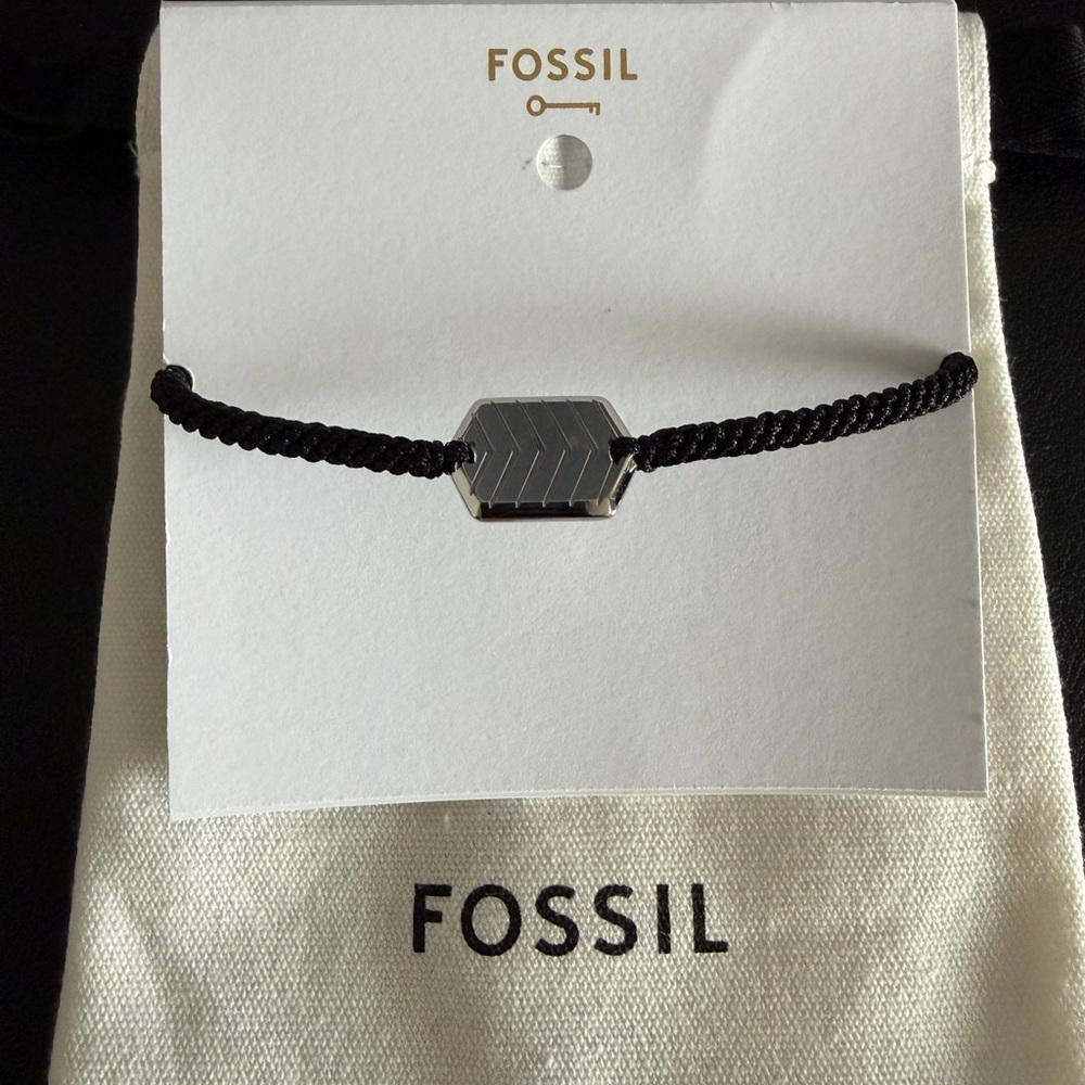 Fossil Black and Silver Hexagon Bracelet